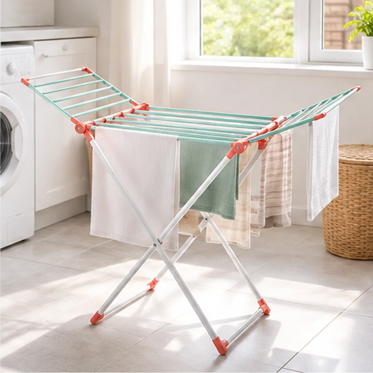 Fold-Flat Laundry Airing Stand — in use