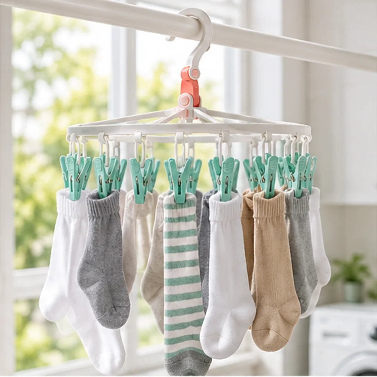 Foldable Sock Drying Hanger — in use